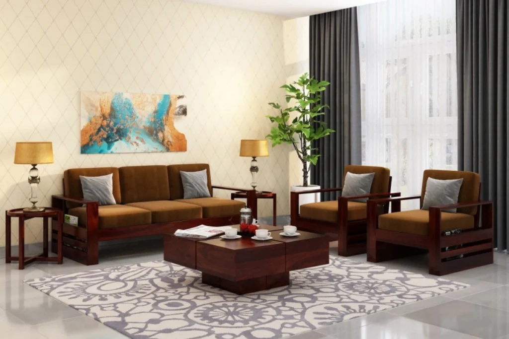 wooden sofa set