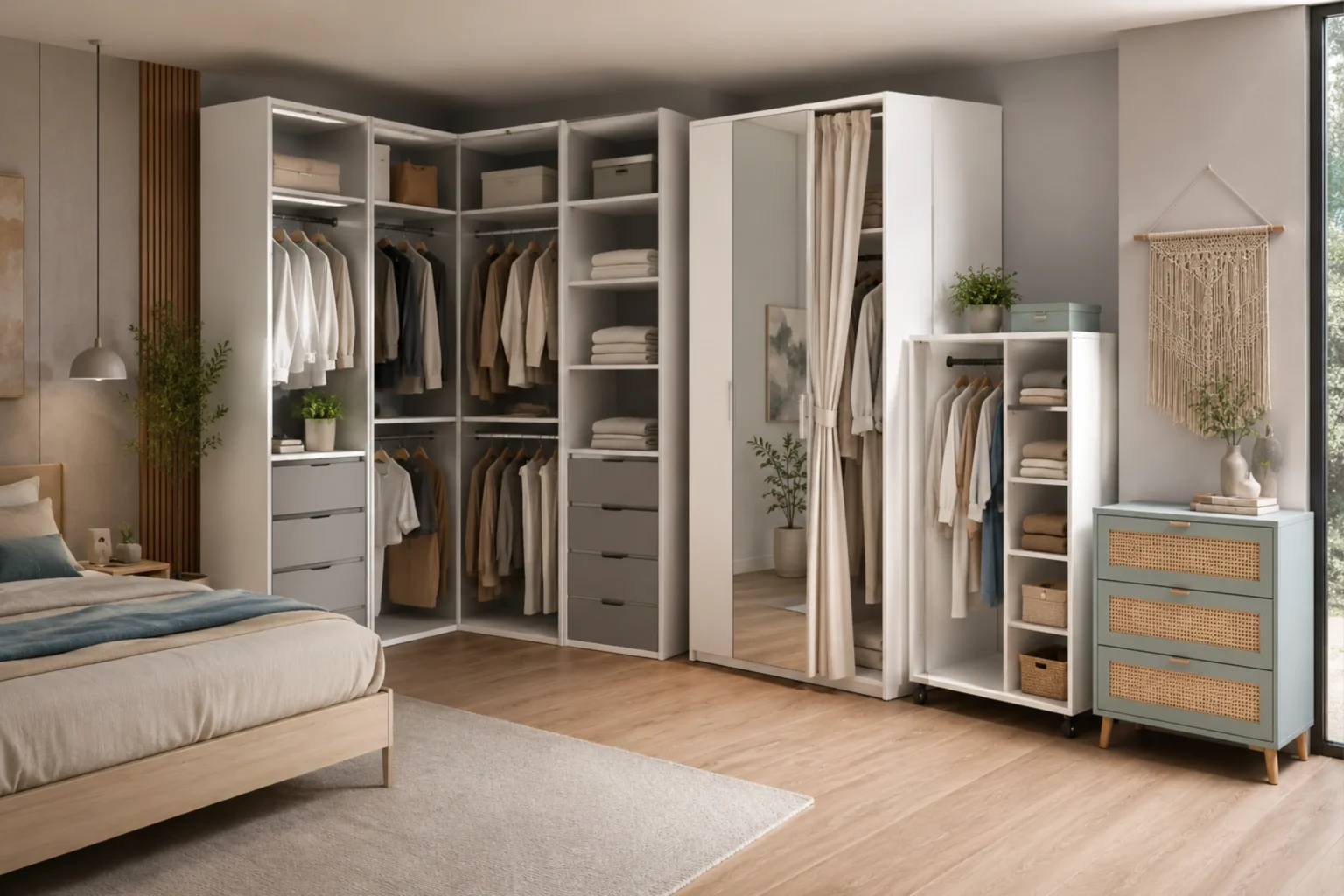 garde-robe d'angle fonctionnelle