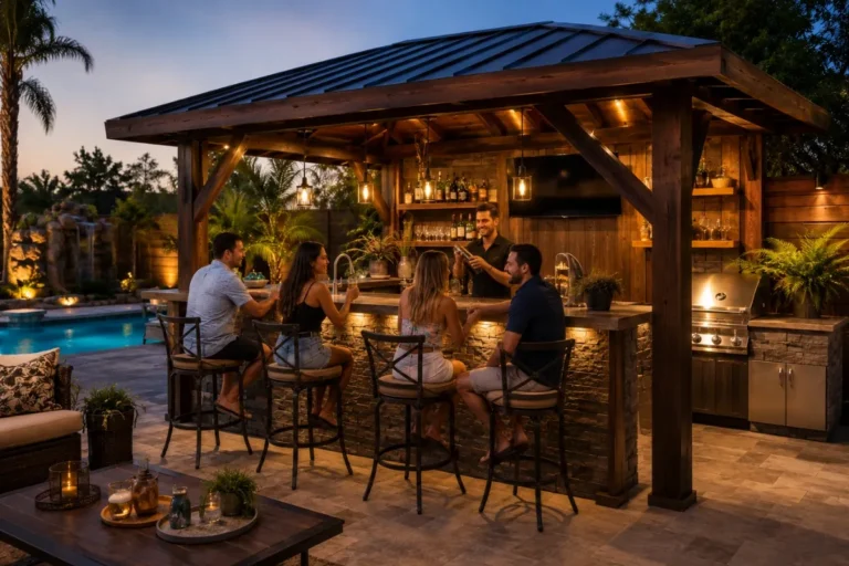Outdoor Bars with Roofs for Stylish Backyard Entertaining