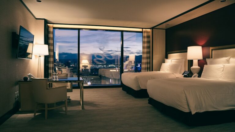 Hotel and Car Rental Savings That Come With a Membership Hotel room with a wide window overlooking a city at dusk